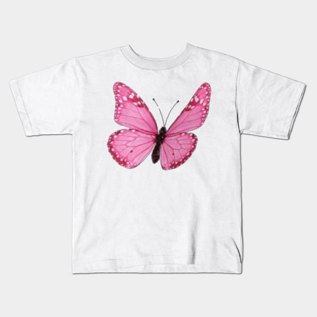 pink butterfly Kids T-Shirt by DiorBrush